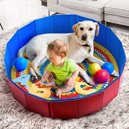 Fuloon Dog Paddling Pool PVC Portable Foldable Dogs Cats Bathing T...