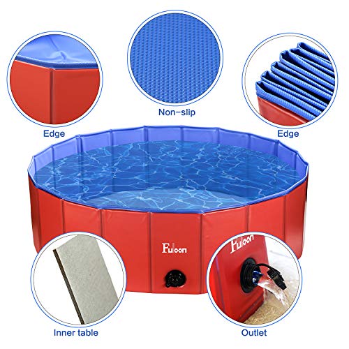 Fuloon Dog Paddling Pool PVC Portable Foldable Dogs Cats Bathing T...