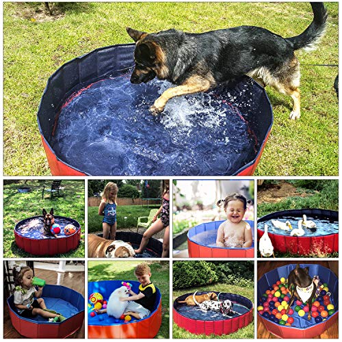 Fuloon Dog Paddling Pool PVC Portable Foldable Dogs Cats Bathing T...