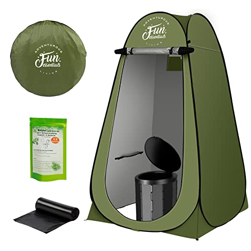 FUN ESSENTIALS Portable Toilet Kit For Adults, Pop Up Privacy Tent...