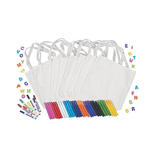 Fun Express - DIY Canvas Tote Bag Kit - Craft Kits - DYO - Fabric ...