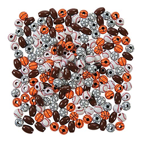 Fun Express Sport Ball Bead Assortment 200 Pieces Bulk Craft Sup...