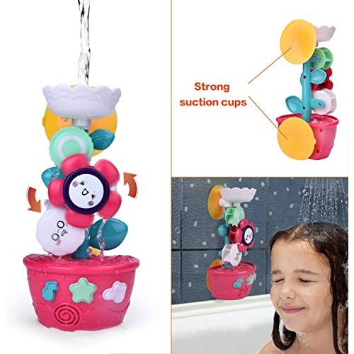 9 PCs Bath Toys for Toddlers, Flower Waterfall Water Station Garde...