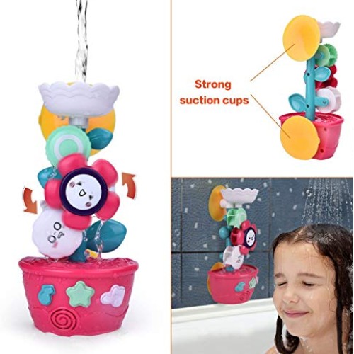 9 PCs Bath Toys for Toddlers, Flower Waterfall Water Station Garde...