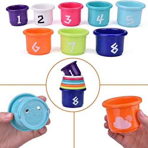 9 PCs Bath Toys for Toddlers, Flower Waterfall Water Station Garde...