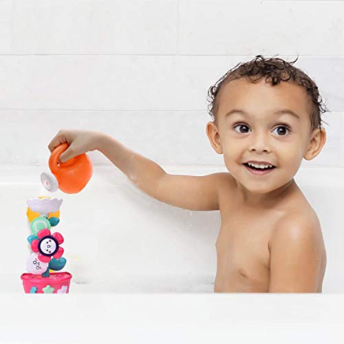 9 PCs Bath Toys for Toddlers, Flower Waterfall Water Station Garde...