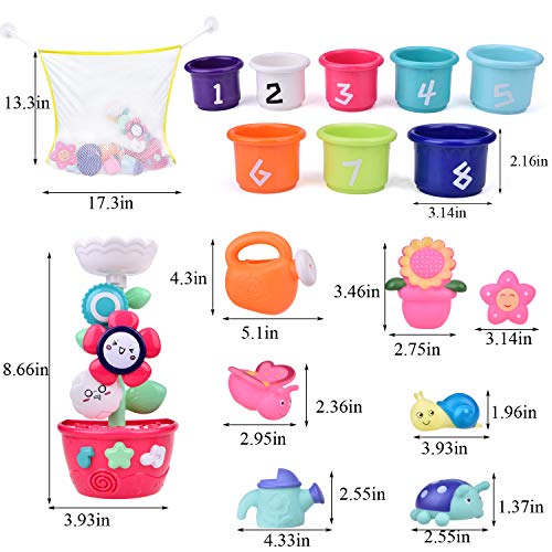 9 PCs Bath Toys for Toddlers, Flower Waterfall Water Station Garde...