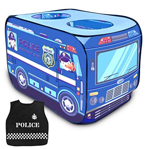 FUN LITTLE TOYS Police Toy Car Pop Up Play Tent for Kids with Poli...