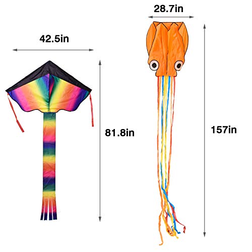 FUN LITTLE TOYS Rainbow and Octopus Kites for Kids and Adults, Kid...