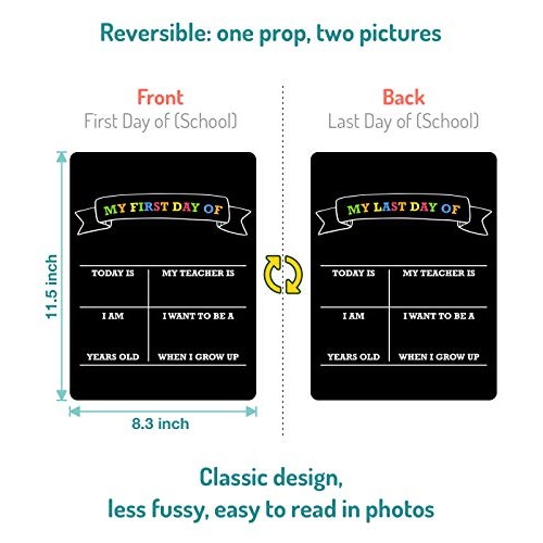 First Day of School Board, 12″x8.5″ Photo Prop Sign Double Sided...
