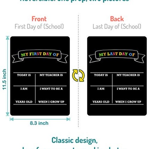 First Day of School Board, 12″x8.5″ Photo Prop Sign Double Sided...