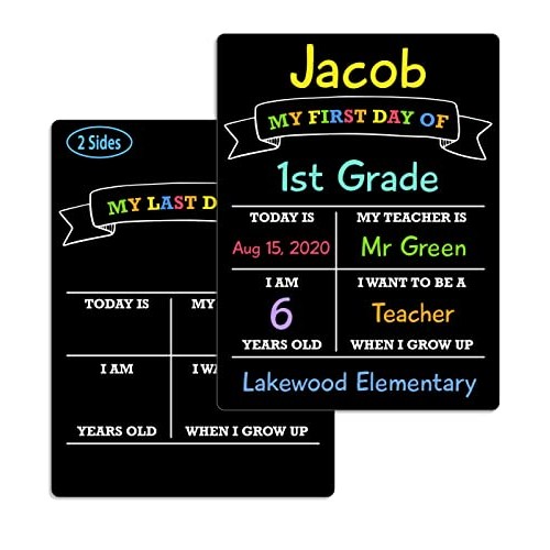 First Day of School Board, 12″x8.5″ Photo Prop Sign Double Sided...