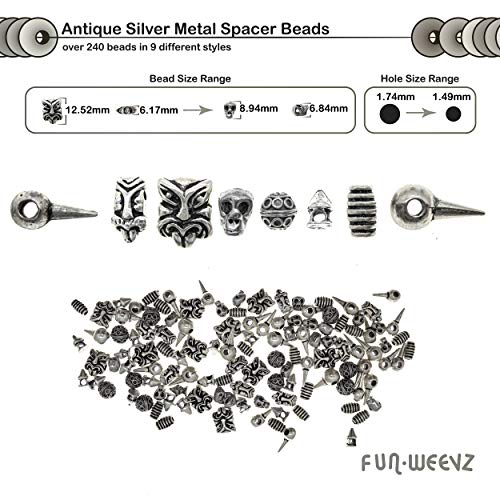 240 Antique Silver Metal Spacer Beads for Jewelry Making Adults, 9...