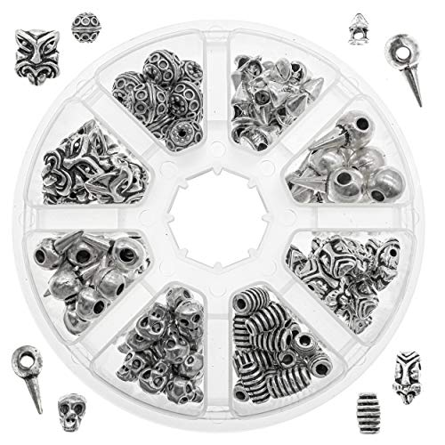240 Antique Silver Metal Spacer Beads for Jewelry Making Adults, 9...