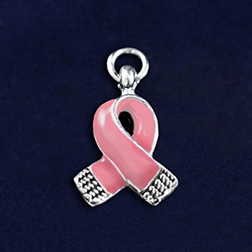 10 Pack Breast Cancer Small Pink Breast Cancer Ribbon Charms 10 C...