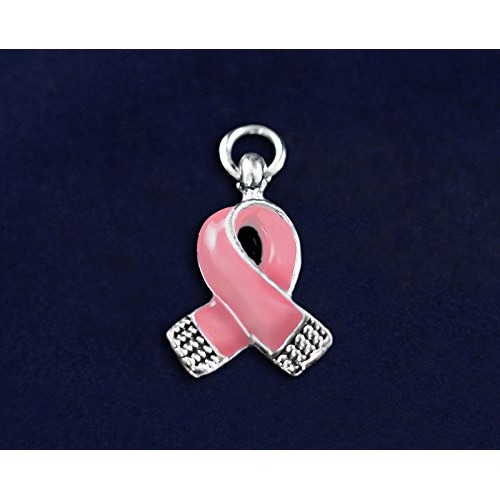 10 Pack Breast Cancer Small Pink Breast Cancer Ribbon Charms 10 C...