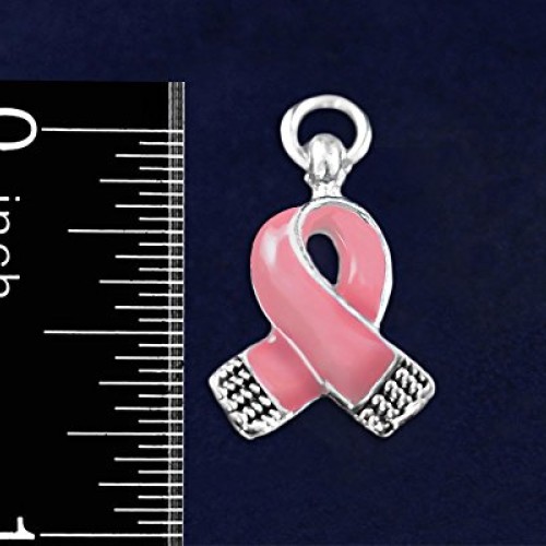 10 Pack Breast Cancer Small Pink Breast Cancer Ribbon Charms 10 C...