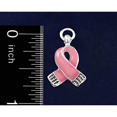 10 Pack Breast Cancer Small Pink Breast Cancer Ribbon Charms 10 C...