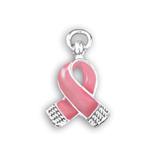 10 Pack Breast Cancer Small Pink Breast Cancer Ribbon Charms 10 C...