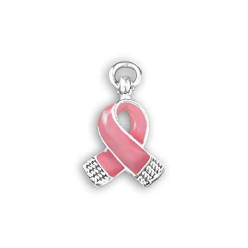 10 Pack Breast Cancer Small Pink Breast Cancer Ribbon Charms 10 C...