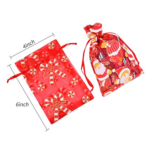 Funkprofi 50 PCS 4x6 Inches Mixed Color Christmas Organza Gift Bag...