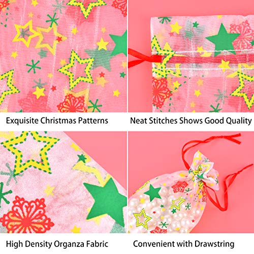 Funkprofi 50 PCS 4x6 Inches Mixed Color Christmas Organza Gift Bag...