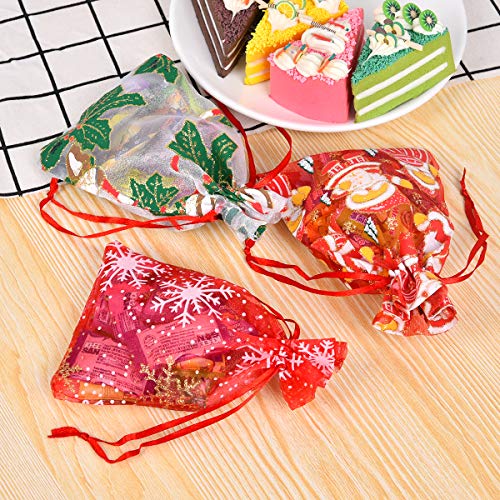 Funkprofi 50 PCS 4x6 Inches Mixed Color Christmas Organza Gift Bag...