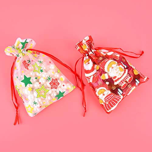 Funkprofi 50 PCS 4x6 Inches Mixed Color Christmas Organza Gift Bag...