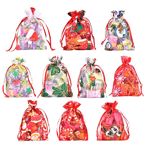 Funkprofi 50 PCS 4x6 Inches Mixed Color Christmas Organza Gift Bag...