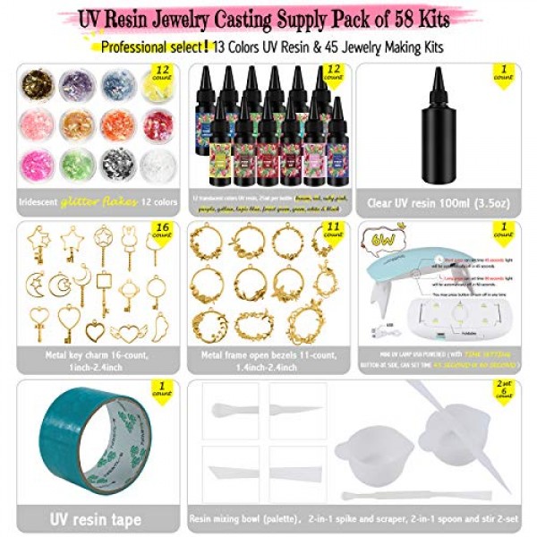 Funshowcase 13 Color UV Resin Translucent Hard Type with Jewelry C...