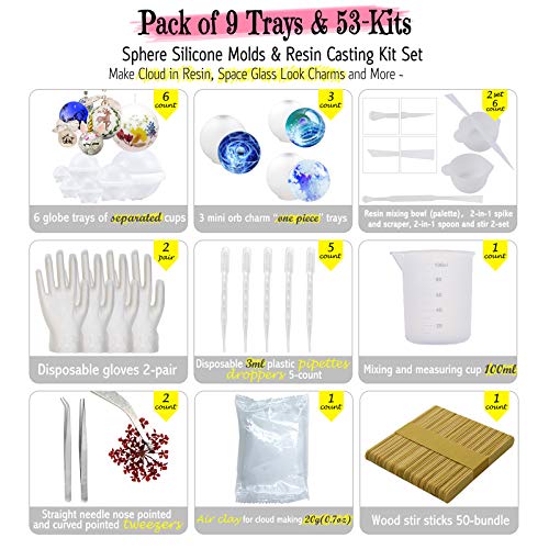 Funshowcase Sphere Epoxy Silicone Molds Jewelry Casting Supplies P...