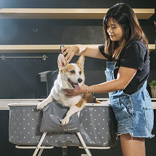 Furesh Elevated Folding Dog Bath Tub and Wash Station for Bathing,...