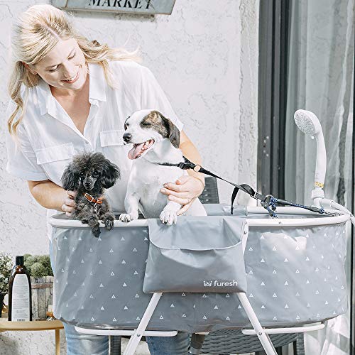 Furesh Elevated Folding Dog Bath Tub and Wash Station for Bathing,...