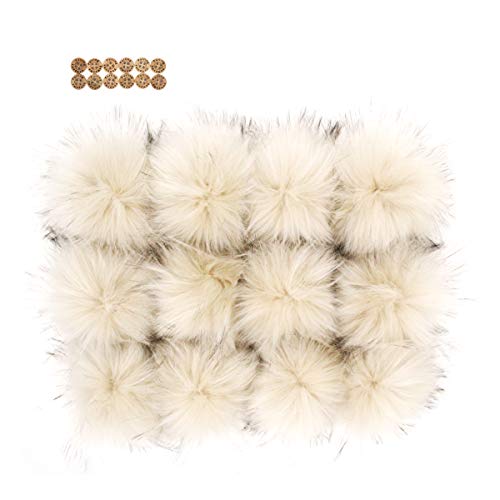 Fluffy Faux Raccoon Fur Pompoms - 12pcs Handmade Hairy Ball Fits f...