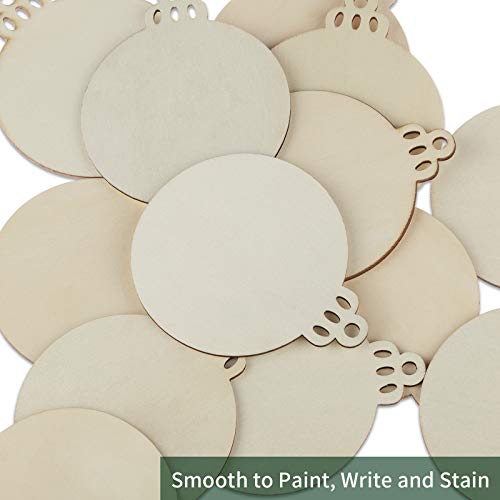 Fuyit 100Pcs 3.5 Inch Wood Slices with Holes, Unfinished Wooden Ch...