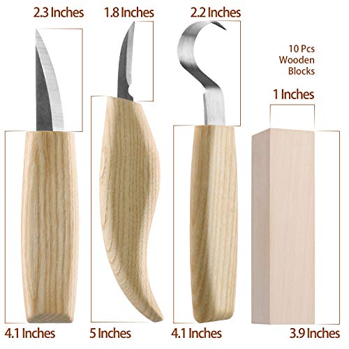 Fuyit 17Pcs Wood Carving Tools Set - Hook, Sloyd, Chip Detail Knif...