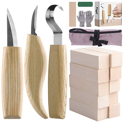 Fuyit 17Pcs Wood Carving Tools Set - Hook, Sloyd, Chip Detail Knif...