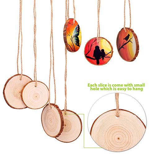 Fuyit Natural Wood Slices 20 Pcs 3.5-4 Inches Craft Wood Kit Unfin...