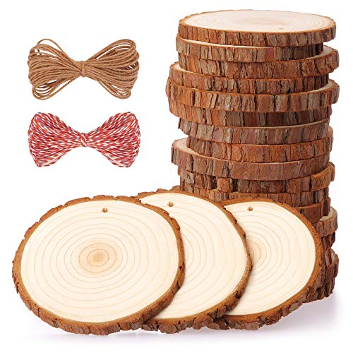 Fuyit Natural Wood Slices 20 Pcs 3.5-4 Inches Craft Wood Kit Unfin...