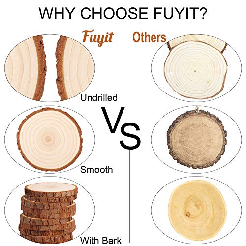 Fuyit Natural Wood Slices 20 Pcs 3.5-4 Inches Unfinished Wood Craf...