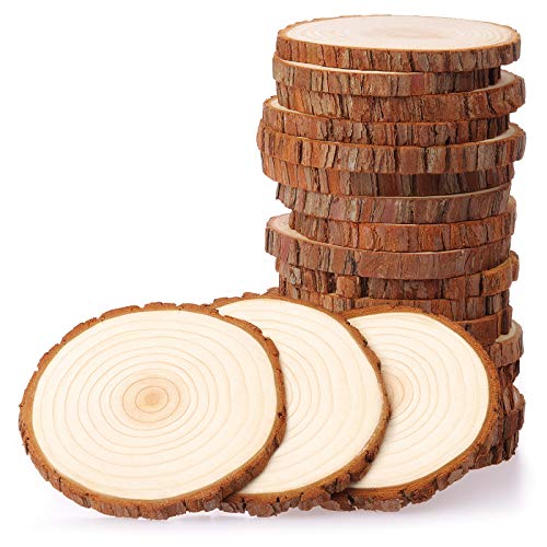 Fuyit Natural Wood Slices 20 Pcs 3.5-4 Inches Unfinished Wood Craf...