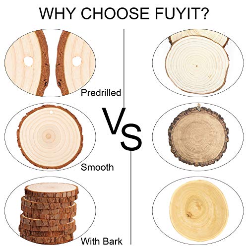 Fuyit Natural Wood Slices 25 Pcs 3.1-3.5 Inches Craft Wood Kit Unf...
