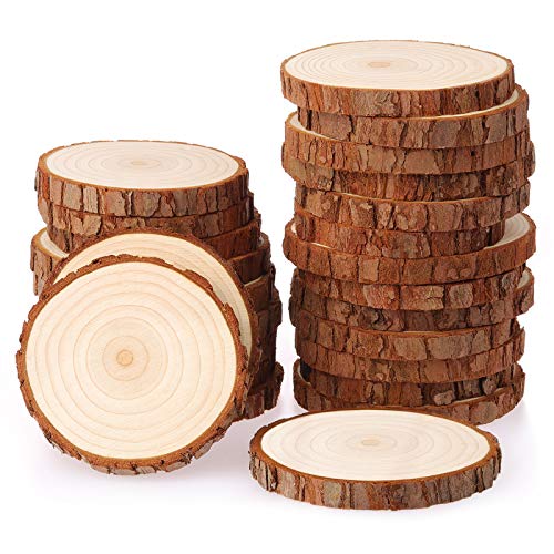 Fuyit Natural Wood Slices 25 Pcs 3.1-3.5 Inches Unfinished Wood Cr...