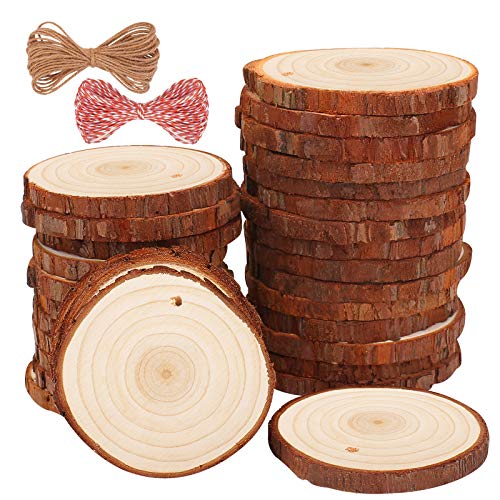Fuyit Natural Wood Slices 30 Pcs 2.4-2.8 Inches Craft Wood Kit Unf...