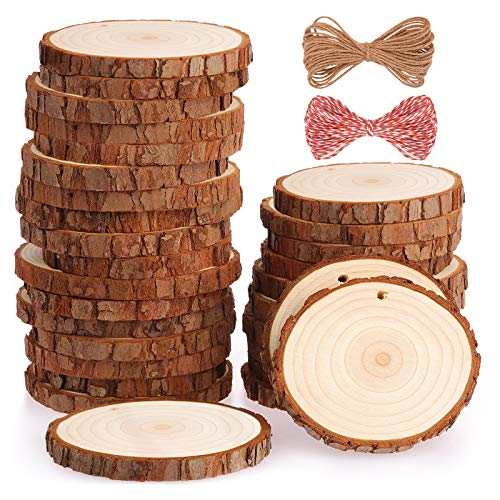 Fuyit Natural Wood Slices 30 Pcs 2.8-3.1 Inches Craft Wood Kit Unf...