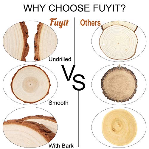 Fuyit Wood Slices 6 Pcs 6-6.3 Inches Unfinished Natural Tree Slice...