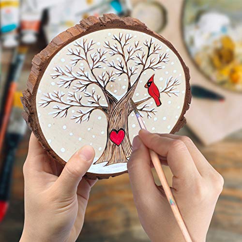 Fuyit Wood Slices 8 Pcs 5.1-5.5 Inches Unfinished Natural Tree Sli...