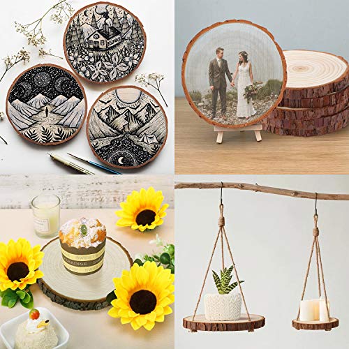 Fuyit Wood Slices 8 Pcs 5.1-5.5 Inches Unfinished Natural Tree Sli...