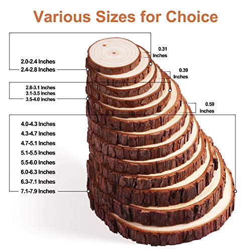 Fuyit Wood Slices 8 Pcs 5.1-5.5 Inches Unfinished Natural Tree Sli...