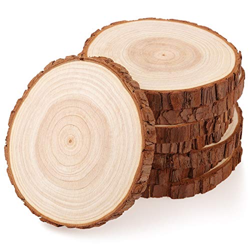 Fuyit Wood Slices 8 Pcs 5.1-5.5 Inches Unfinished Natural Tree Sli...